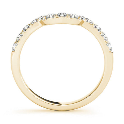 Yellow gold Round Diamond Wavy Eternity Band with Prong Setting