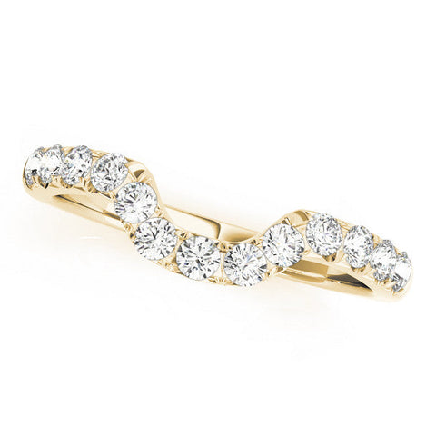 Yellow gold Round Diamond Wavy Eternity Band with Prong Setting