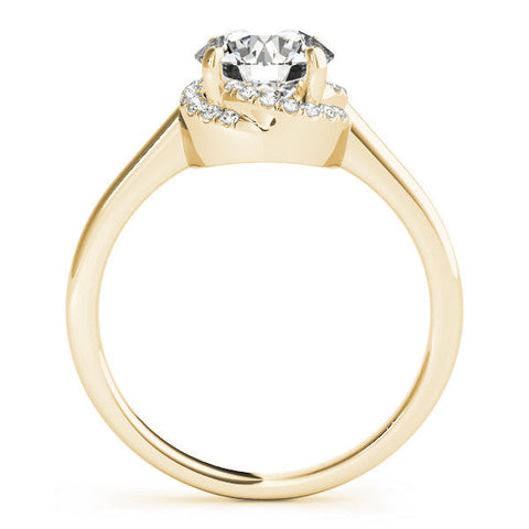 Yellow gold Round Halo Diamond Ring with Solitaire Band and Four-Prong Setting