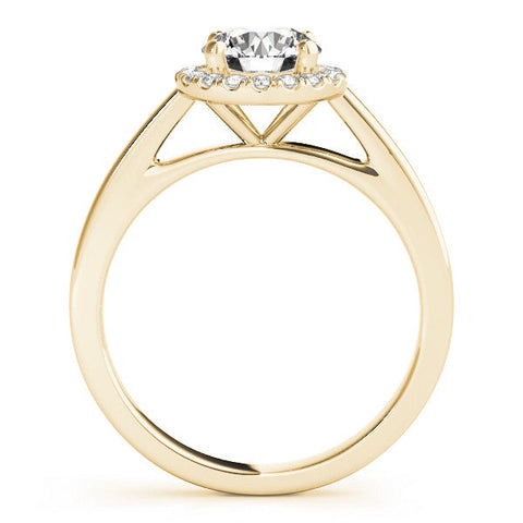 Yellow gold Round Halo Diamond Solitaire Ring with Round Band and Four-Prong Setting
