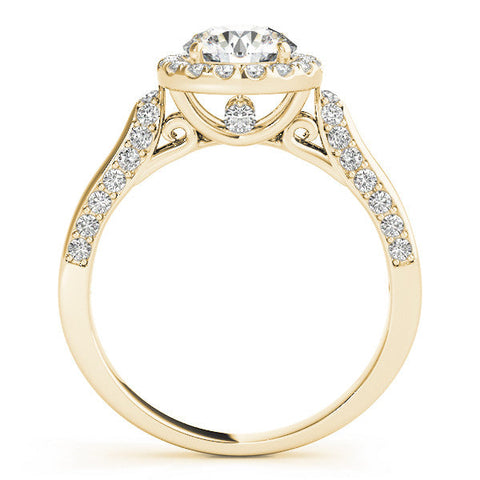 Yellow gold Round Halo Pave Split Shank Prong Setting Ring