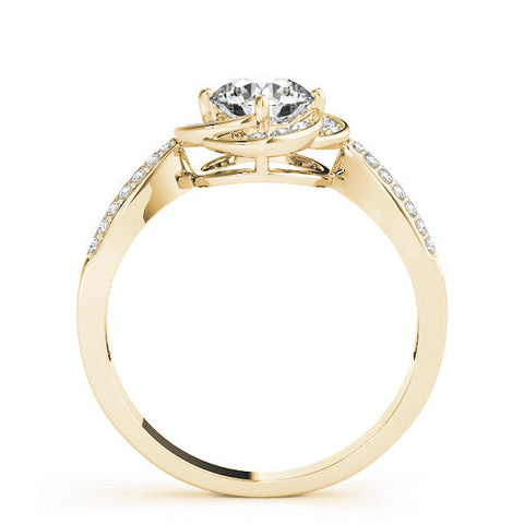 Yellow gold Round Halo Twist Split Shank Diamond Ring