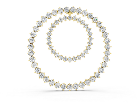 Yellow gold Round Moissanite Double Halo Prong Set Pendant