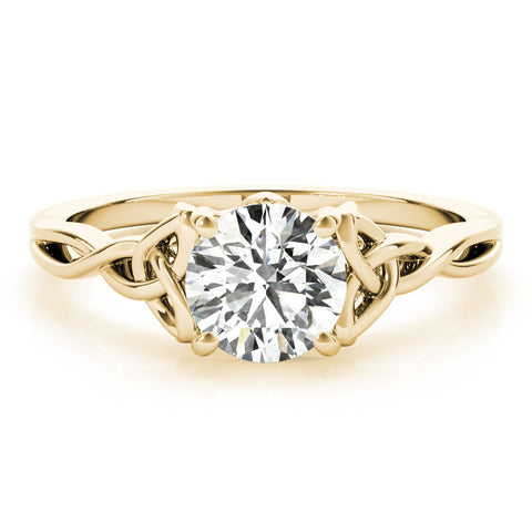 Yellow gold Round Solitaire Celtic Knot Engagement Ring with Four-Prong Setting