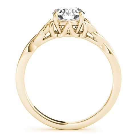 Yellow gold Round Solitaire Celtic Knot Engagement Ring with Four-Prong Setting