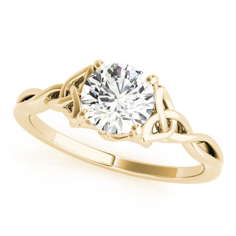 Yellow gold Round Solitaire Celtic Knot Engagement Ring with Four-Prong Setting