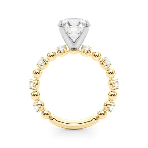 Yellow gold Round Solitaire Diamond Bezel-Set Eternity Band with Prong Setting