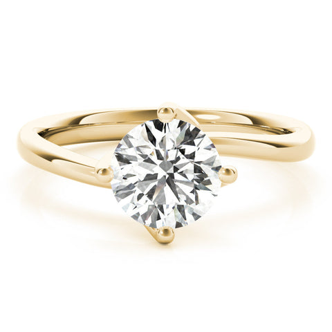 Yellow gold Round Solitaire Diamond Engagement Ring with Four-Prong Setting and Classic Band