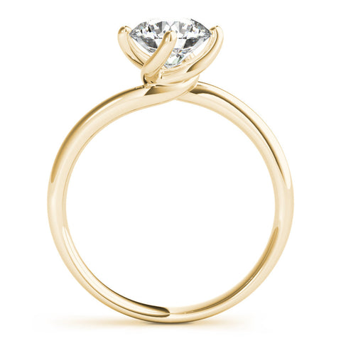 Yellow gold Round Solitaire Diamond Engagement Ring with Four-Prong Setting and Classic Band