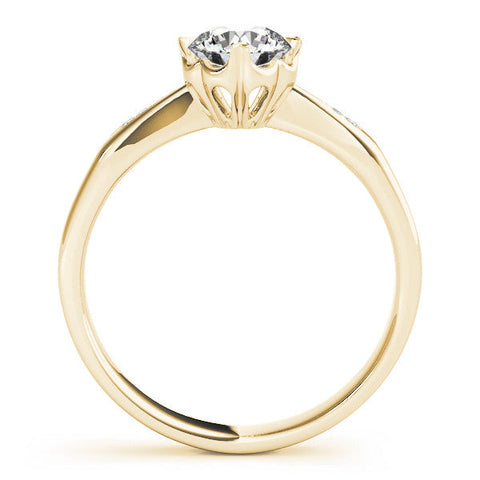 Yellow gold Round Solitaire Diamond Engagement Ring with Split Shank and Six-Prong Setting