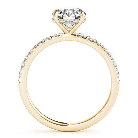 Yellow gold Marquise Solitaire Diamond Pavé Band with Four-Prong Setting