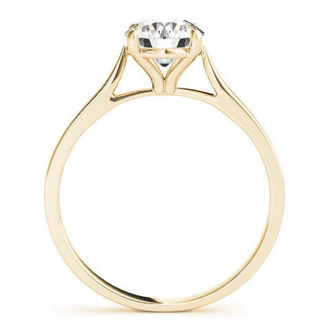 Yellow gold Round Solitaire Diamond Ring with Four-Prong Setting and Tapered Band