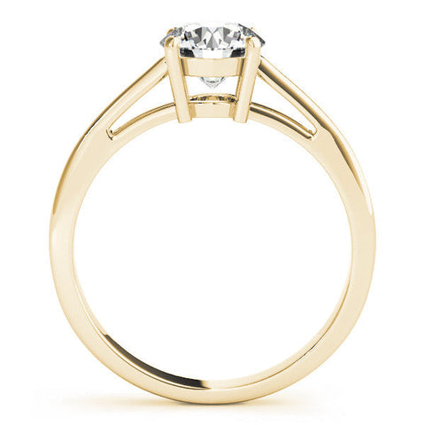 Yellow gold Round Solitaire Diamond Ring with Split Shank and Four-Prong Setting