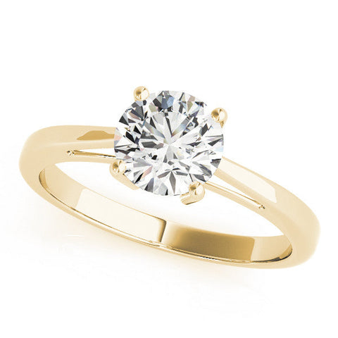 Yellow gold Round Solitaire Diamond Ring with Split Shank and Four-Prong Setting