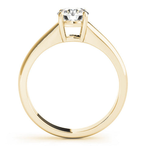 Yellow gold Round Solitaire Diamond Ring with Tapered Band and Four-Prong Setting