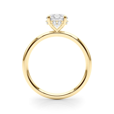 Yellow gold Round Solitaire Diamond Ring with a Classic Band and Four-Prong Setting
