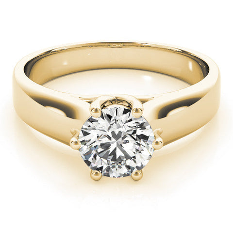 Yellow gold Round Solitaire Engagement Ring with Six-Prong Setting and Comfort Fit Band