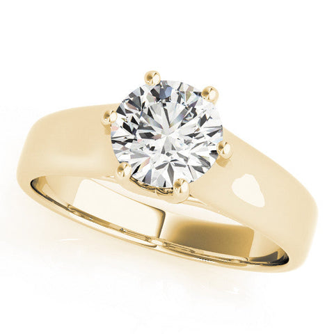 Yellow gold Round Solitaire Engagement Ring with Six-Prong Setting and Comfort Fit Band