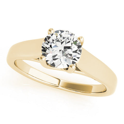 Yellow gold Round Solitaire Engagement Ring with Tapered Band and Four-Prong Setting