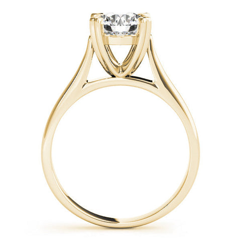 Yellow gold Round Solitaire Heart Prong Engagement Ring with Tapered Band