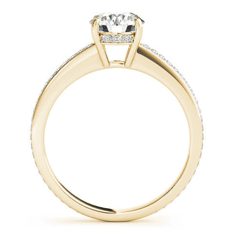 Yellow gold Round Solitaire Pavé Band Prong Setting Ring
