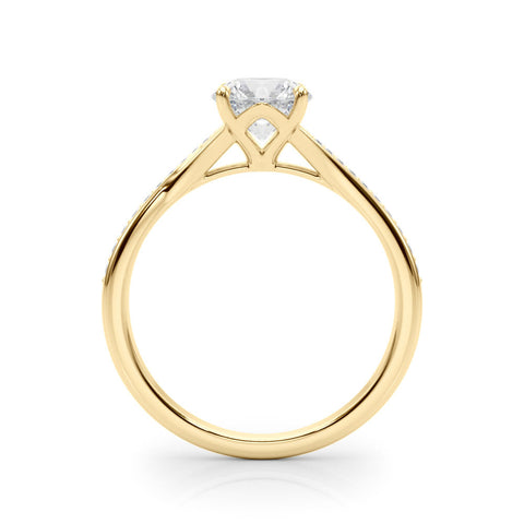 Yellow gold Round Solitaire Pavé Band with Four-Prong Setting