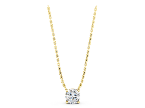 Yellow gold Round Solitaire Pendant with Four-Prong Basket Setting