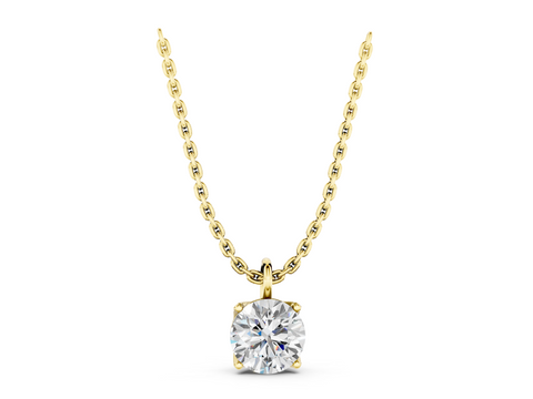 Yellow gold Round Solitaire Pendant with Four-Prong Setting