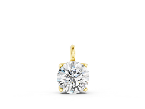Yellow gold Round Solitaire Pendant with Four-Prong Setting