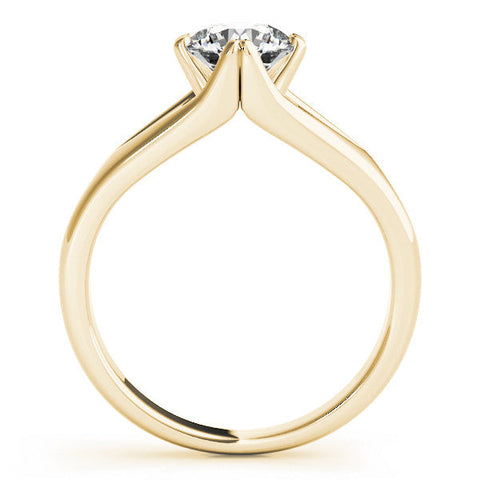 Yellow gold Round Solitaire Split Shank Prong Set Ring