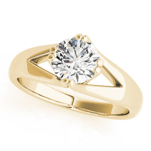 Yellow gold Round Solitaire Split Shank Prong Set Ring