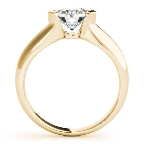 Yellow gold Round Solitaire Tension Set Diamond Ring with Split Shank Band