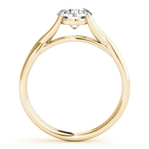 Yellow gold Round Solitaire Twist Band Prong Setting Ring
