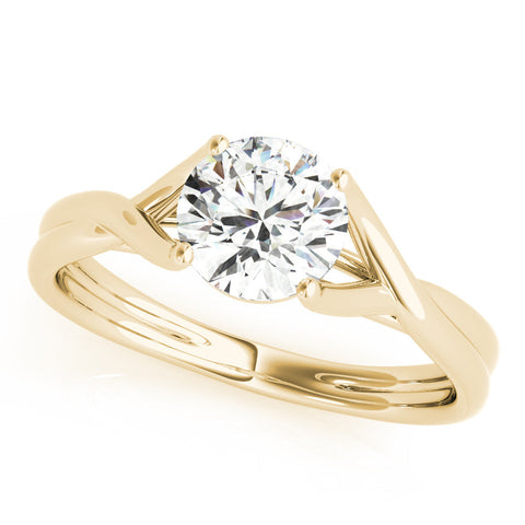 Yellow gold Round Solitaire Twist Band Prong Setting Ring