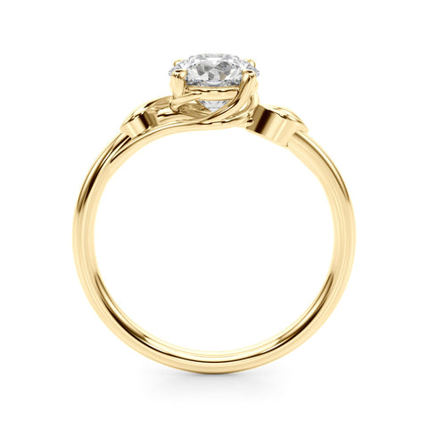 Yellow gold Round Solitaire Twist Band with Four-Prong Setting