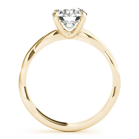Yellow gold Round Solitaire Twisted Band Ring with Four-Prong Setting