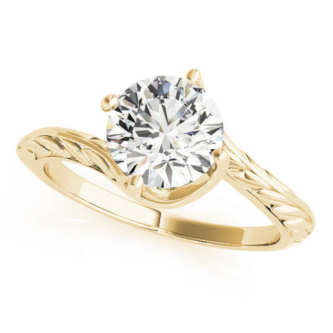 Yellow gold Round Solitaire Twisted Band with Four-Prong Setting