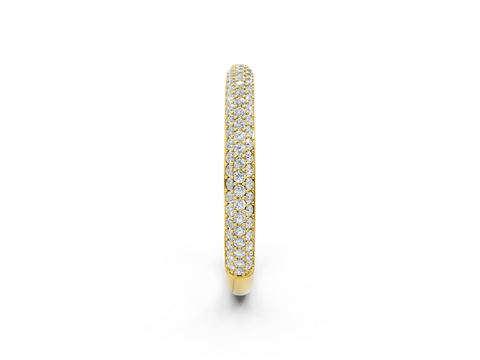 Yellow gold Three-Row Round Diamond Pavé Eternity Band