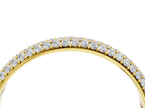 Yellow gold Three-Row Round Diamond Pavé Eternity Band