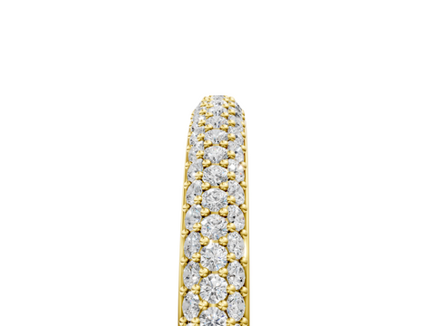 Yellow gold Three-Row Round Diamond Pavé Eternity Band