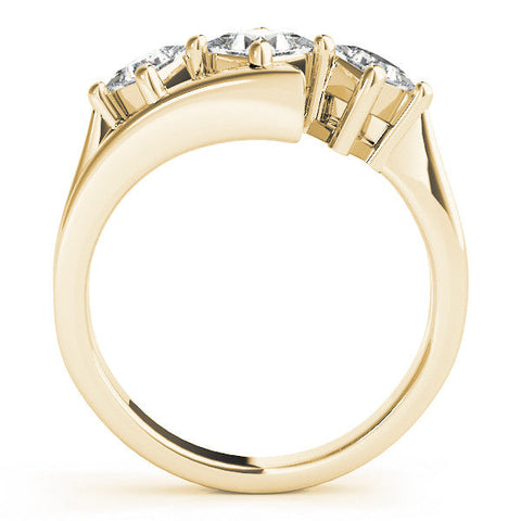 Yellow gold Three-Stone Princess Cut Tension Band Ring with Four-Prong Setting