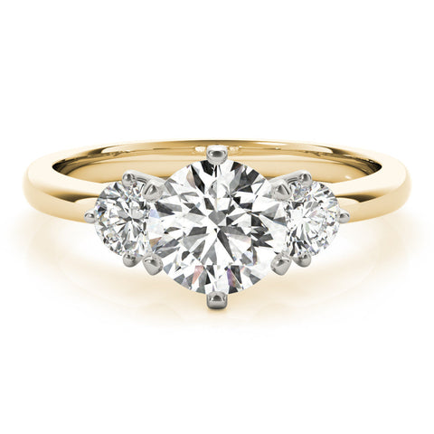 Yellow gold Three-Stone Round Cut Solitaire Diamond Ring with Prong Setting