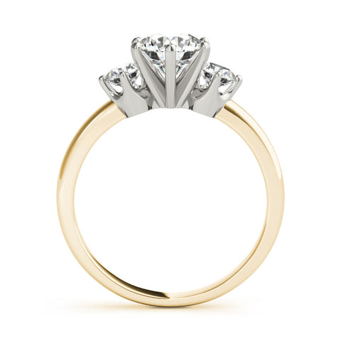 Yellow gold Three-Stone Round Cut Solitaire Diamond Ring with Prong Setting