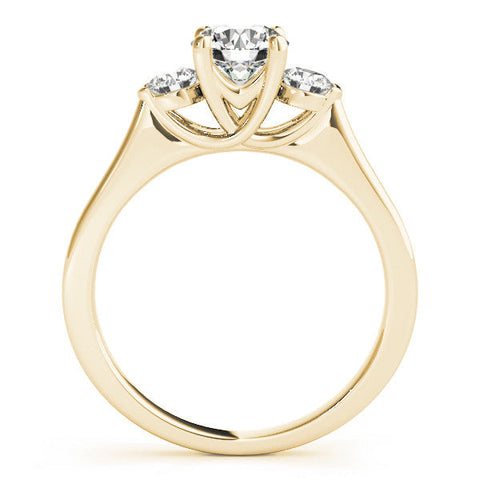 Yellow gold Three-Stone Round Cut Solitaire Engagement Ring with Prong Setting and Classic Band