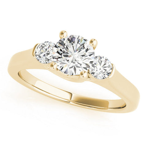 Yellow gold Three-Stone Round Cut Solitaire Engagement Ring with Prong Setting and Classic Band