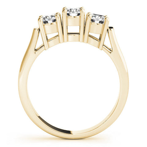 Yellow gold Three-Stone Round Diamond Channel Band with Prong Setting