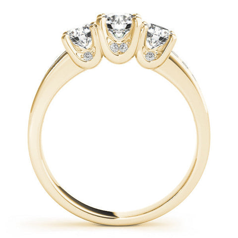 Yellow gold Three-Stone Round Diamond Channel-Set Band with Prong Setting