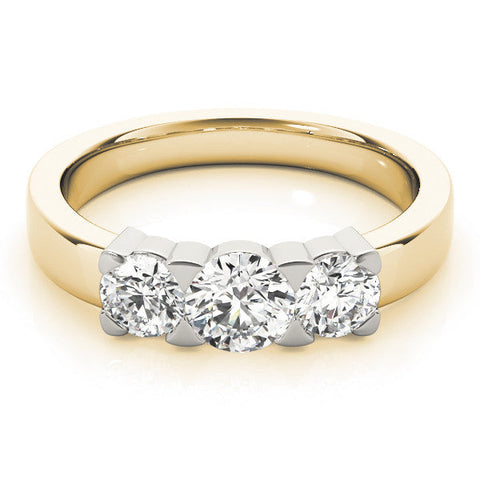 Yellow gold Three-Stone Round Diamond Classic Band with Prong Setting