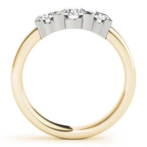 Yellow gold Three-Stone Round Diamond Classic Band with Prong Setting