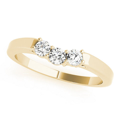 Yellow gold Three-Stone Round Diamond Tension Set Solitaire Band with Prong Setting